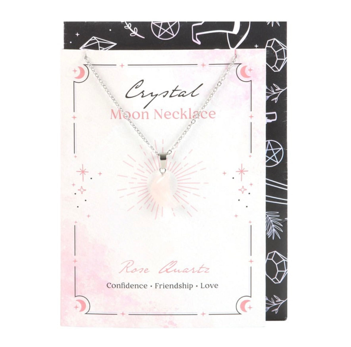 Collana con luna in Quarzo rosa